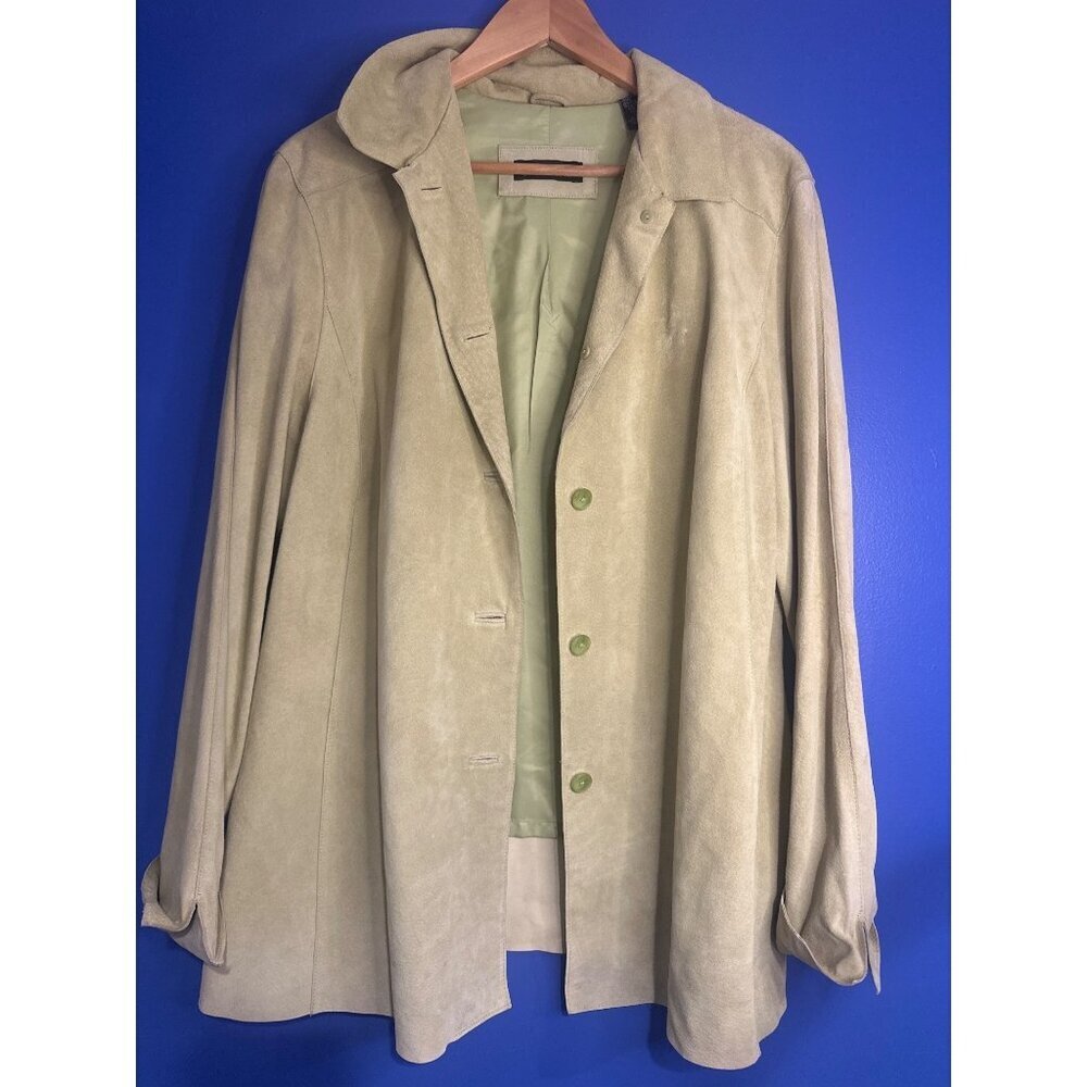 Valerie Women’s 1X Leather Jacket Green – Suede-Feel Old Money Academia Vtg y2K
